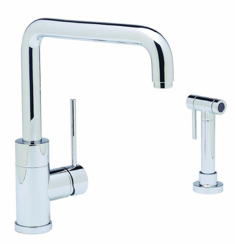 Blanco 440603 Polished Chrome Single Handle Kitchen Faucet with Side ...