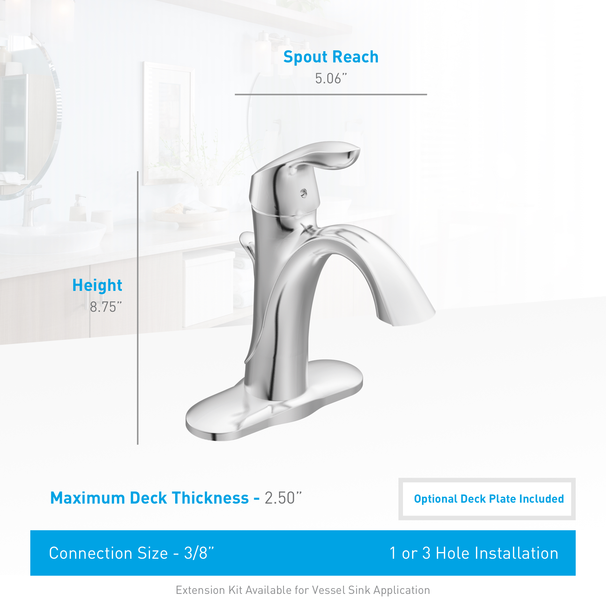 Moen 6400BN Brushed Nickel Single Handle Single Hole Bathroom Faucet