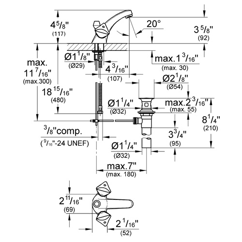 Grohe Faucet Lavatory Double Handle