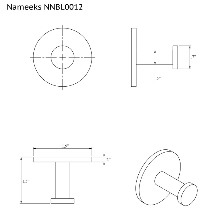 Nameeks Nameeks NNBL0012 Boutique Hotel Single Robe Hook | Build.com