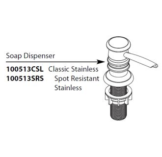 Moen 100509 Spot Resist Stainless Replacement Soap Dispenser Head Only 