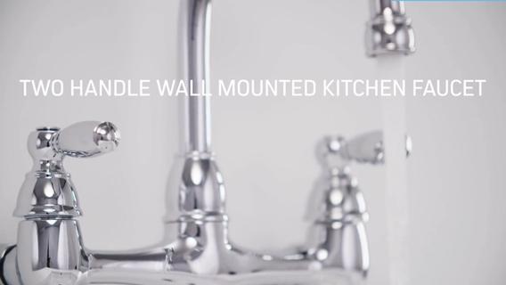 Peerless P299305lf Chrome Kitchen Faucet Wall Mounted With Double
