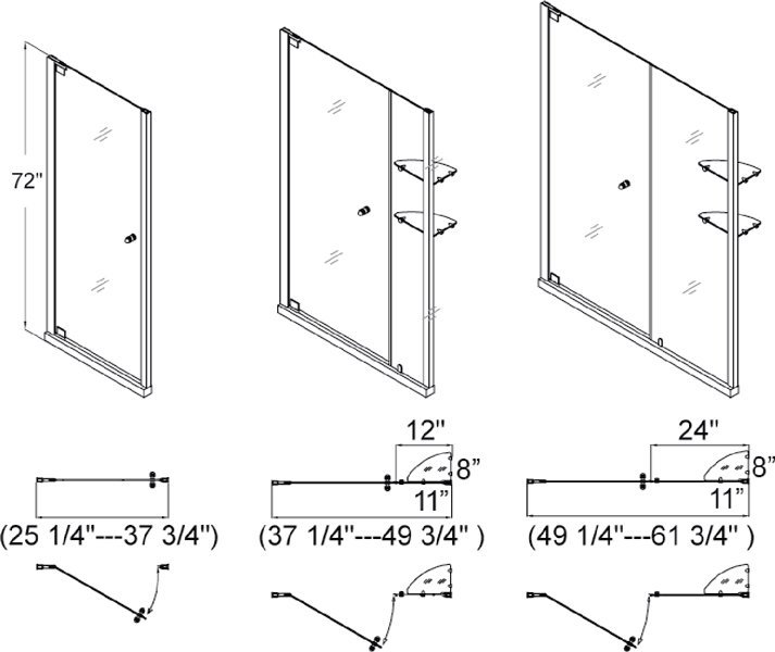 DreamLine SHDR-4158728-01 Chrome Elegance Pivot Shower Door 58