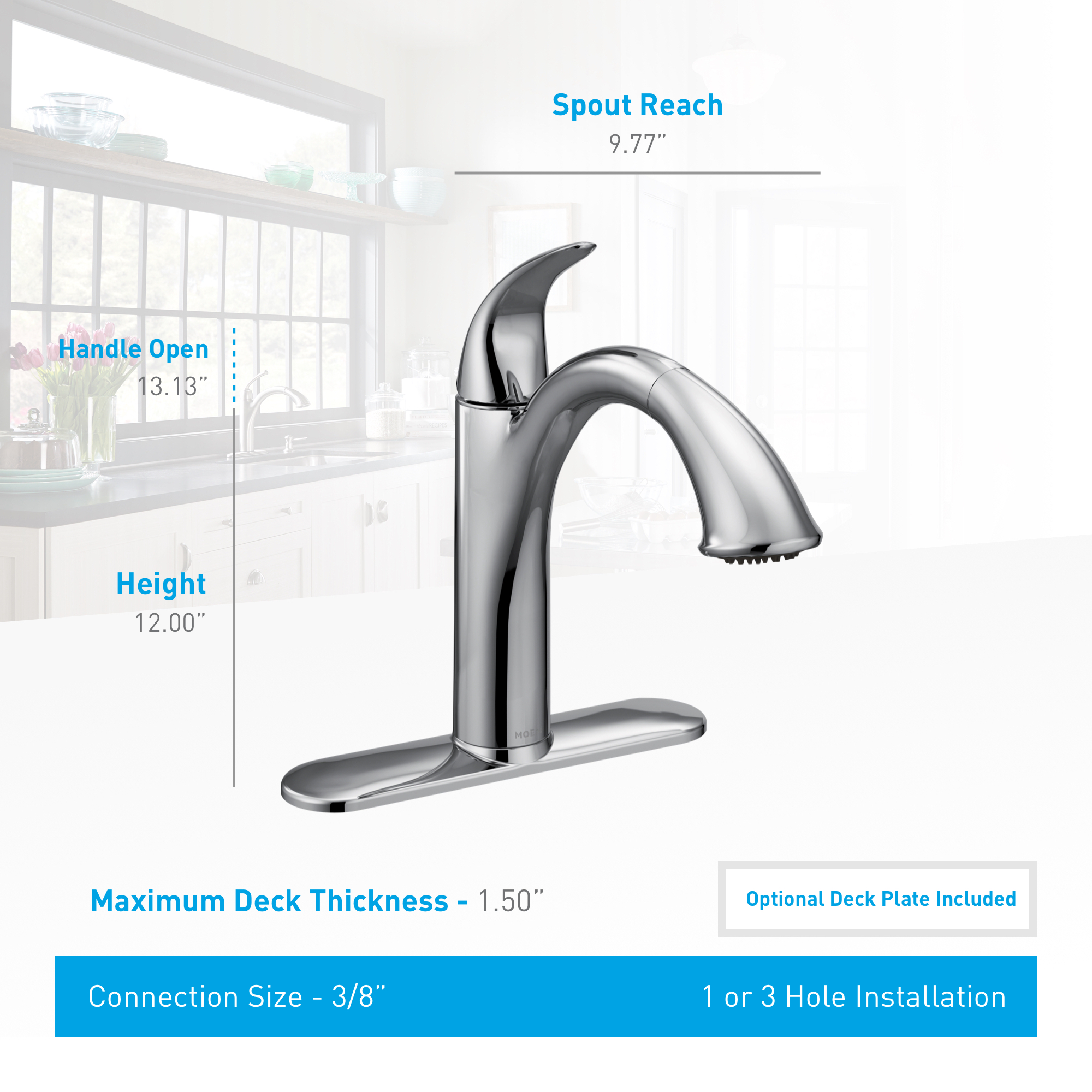 Moen 7545C Chrome Single Handle Kitchen Faucet with Pullout Spray from the Camerist Collection